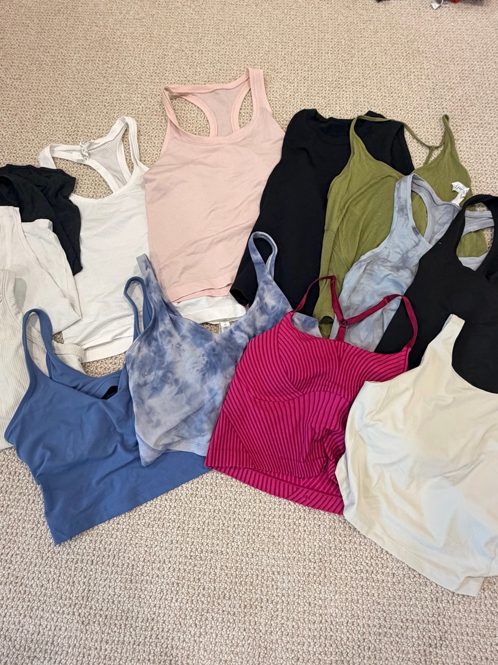 Lululemon Racerback & Tank Tops Bundle — Pink, Blue, Olive, Black, White & More